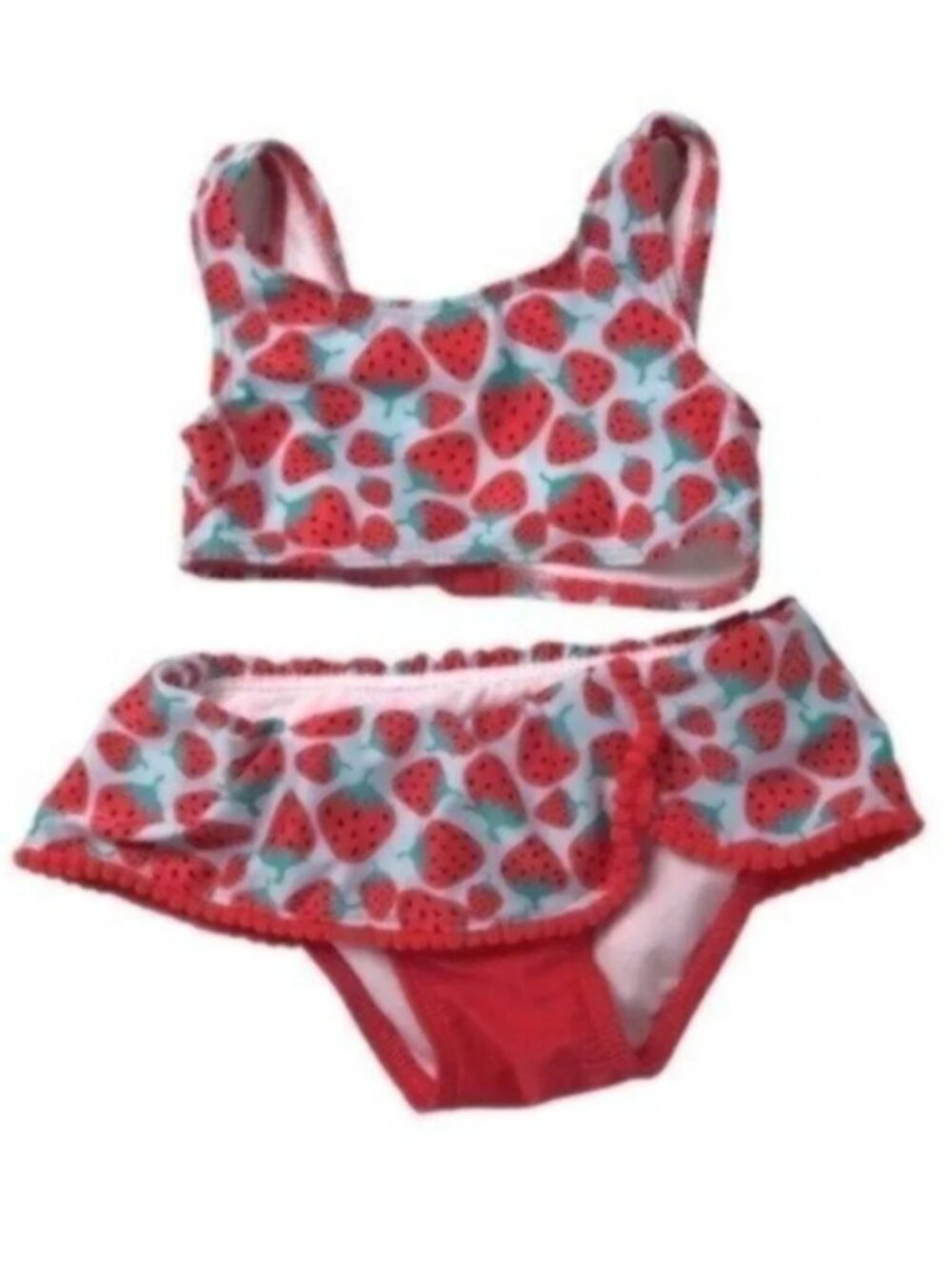 Cat & Jack Baby Gril 2 Piece Red Strawberry Swimsuit 18 Months